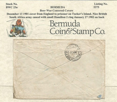December 13 1901 cover from England to prisoner on Tucker's Island