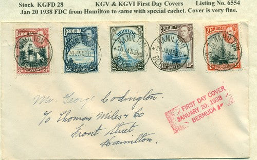 KGV & KGVI FDC Covers Jan 20, 1938 FD KG6C 28