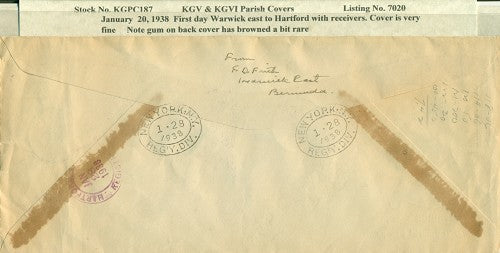 KGV & KGVI Parish Covers warwick east, 1938 KGPC 187