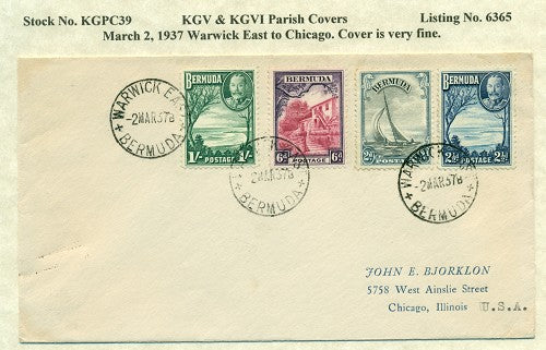 KGV & KGVI Parish Covers Warwick East March 2, 1937 KGPC 39
