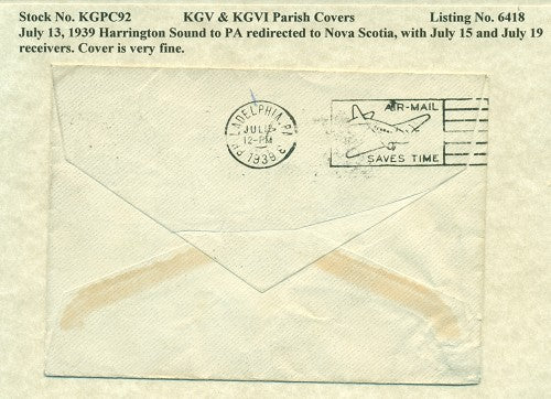 KGV & KGVI Parish Covers Harrington Sound July 13, 1939 KGPC 92