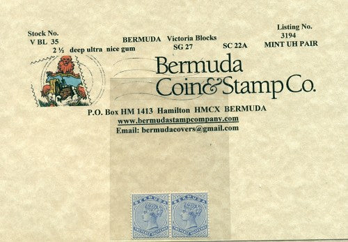 2 1/2d deep ultramarine - mint pair