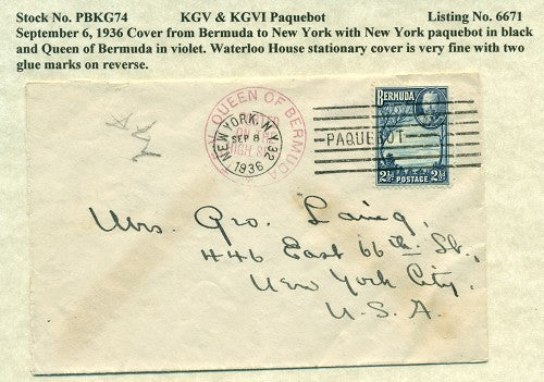 Paquebot Mail from September 6, 1936 PBM 74