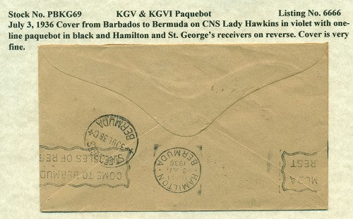Paquebot Mail from July 3, 1936 PBM 69