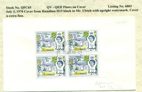 QV-QEII Flaws on Cover July 3, 1970 upright watermark QFC 65