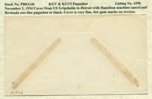 Paquebot Mail from November 3, 1934