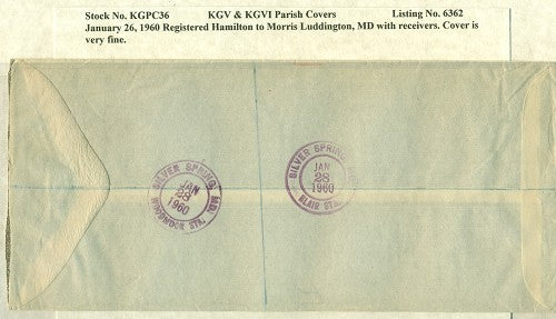 KGV & KGVI Parish Covers Hamilton January 26, 1960 KGPC 36