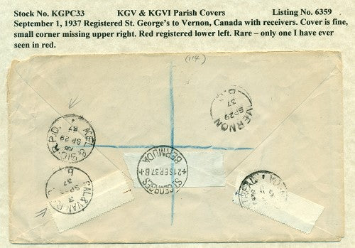 KGV & KGVI Parish Covers St. George's September 1, 1937 KGPC 33