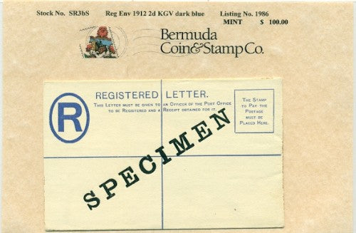 1912 Reg.env. 2d KGV Specimen