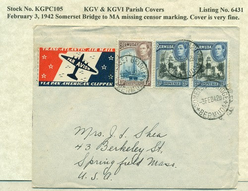 KGV & KGVI Parish Covers Somerset Bridge February 3, 1942 KGPC 105