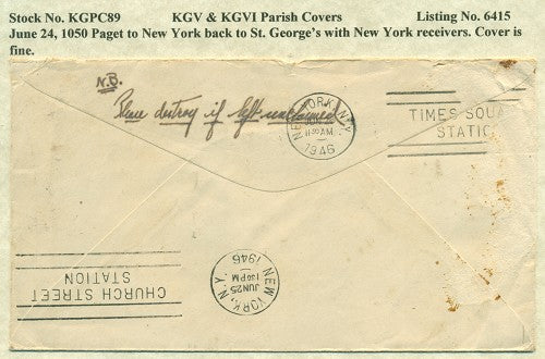 KGV & KGVI Parish Covers Paget June 24, 1950 KGPC 89