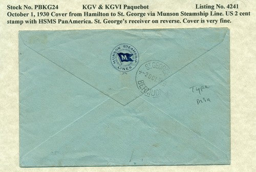 Paquebot Mail from October 1, 1930