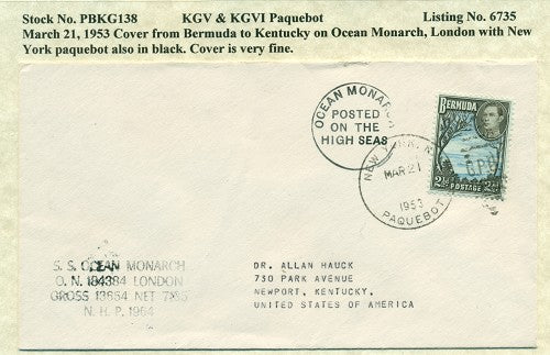 Paquebot Mail from March 21, 1953 PBM 138