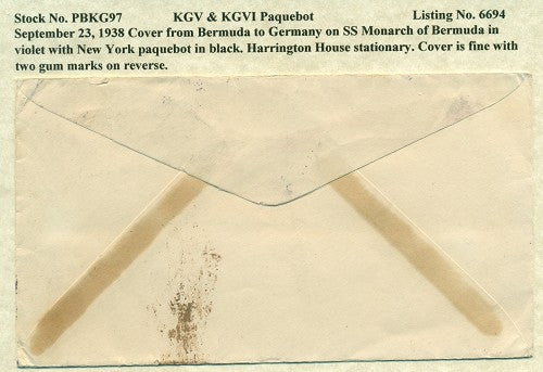 Paquebot Mail from September 23, 1938 PBM 97
