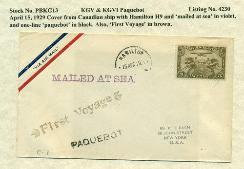 Paquebot Mail from April 15, 1929