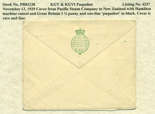 Paquebot Mail from November 13, 1929