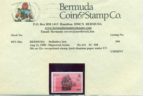 Shipwrecks 1990 30cent on 12 cent overprint