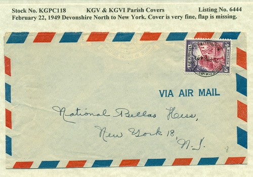 KGV & KGVI Parish Covers Devonshire North February 22, 1949 KGPC 118