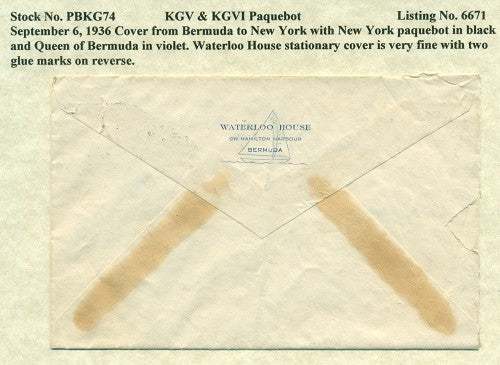 Paquebot Mail from September 6, 1936 PBM 74