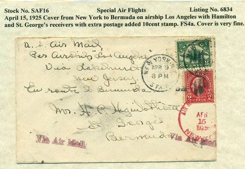 Special Air Flights 4/15/1925 SAF 16