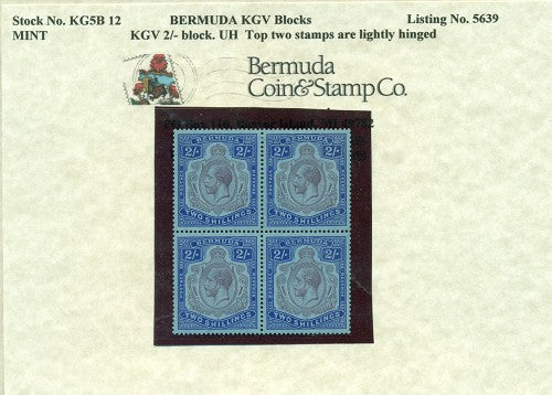 Block of KGV 2 shilling KG5B 12
