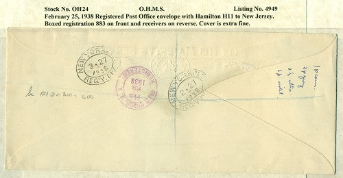 OHMS Hamilton H11- Hamilton P.O. envelope February 25, 1938
