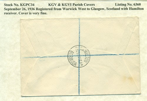KGV & KGVI Parish Covers Warwick West September 26, 1936 KGPC 34