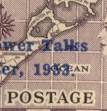 QV-QEII Flaws on Cover December 8, 1953 Tahks flaw QFC 25
