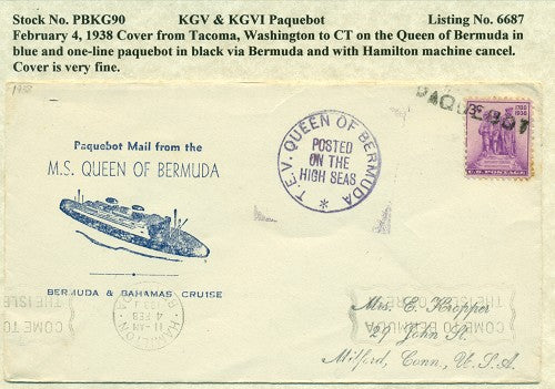 Paquebot Mail from February 4, 1938 PBM 90