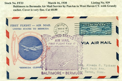 MAR 16 - 1938 Balt to Bda -FF33