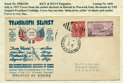 Paquebot Mail from July 6, 1937 PBM 84
