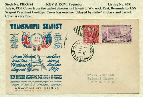 Paquebot Mail from July 6, 1937 PBM 84
