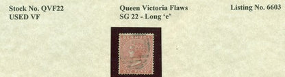 Queen Victoria Flaws Long 'e' SG-22 QVF 22