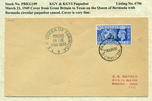 Paquebot Mail from March 21, 1949 PBM 109