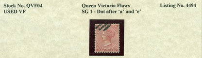 Queen Victoria Flaws Dot after 'a' and 'e' SG-1