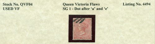Queen Victoria Flaws Dot after 'a' and 'e' SG-1