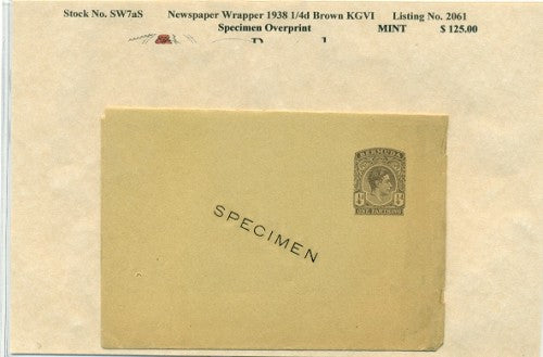 1938 KGVI Specimen news wrapper