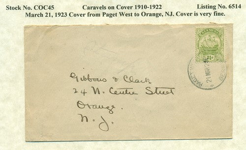 Caravels on Cover 1910-22 COC 45