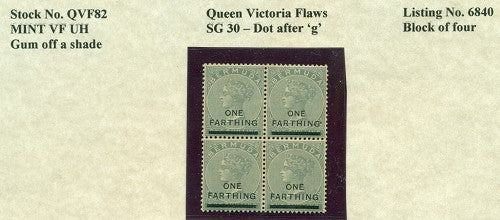 Queen Victoria Flaws Dot after 'g' gum off shade SG-30 QVF 82