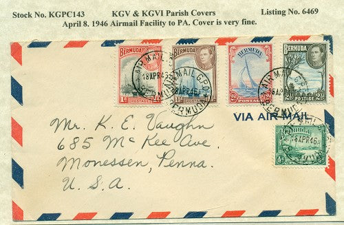 KGV & KGVI Parish Covers Airmail April 8, 1946 KGPC 143