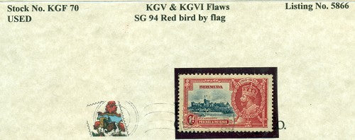 KGV & KGVI Flaws, Red bird by flag -KGF70