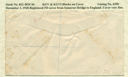 KGV & KGVI Blocks on Cover KGBC 44