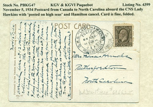 Paquebot Mail from November 5, 1934