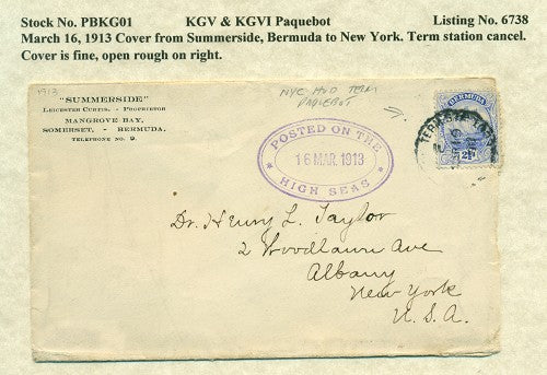 Paquebot Mail from March 16, 1913 PBM 01