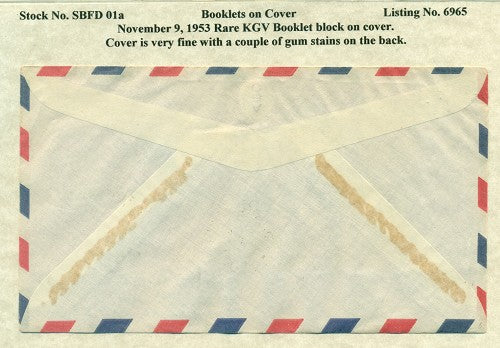 November 9, 1953 Booklet block of 6 SBFD01a