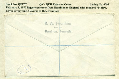 QV-QEII Flaws on Cover repaired P QFC 57