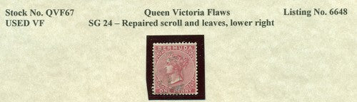 Queen Victoria Flaws Repaired scroll and leave SG-24 QVF 67