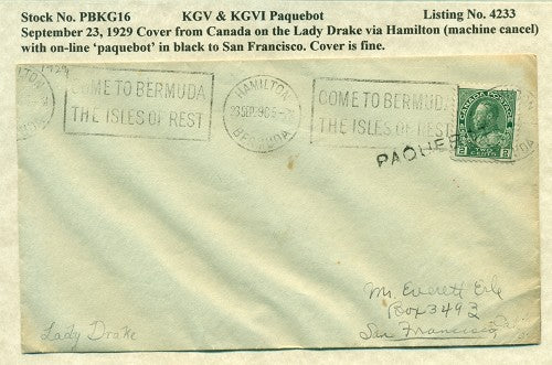 Paquebot Mail from September 23, 1929