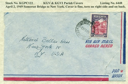 KGV & KGVI Parish Covers Somerset Bridge April 2, 1949 KGPC 122