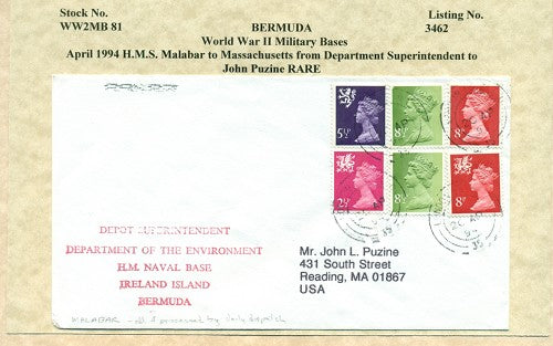 Cover from Bermuda  MALABAR SUPERINTENDENT